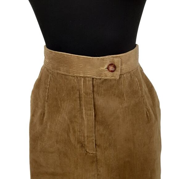 Vintage 80s Corduroy Mini Skirt A Line Mod Womens 4 Equestrian Academia Preppy - Picture 2 of 11